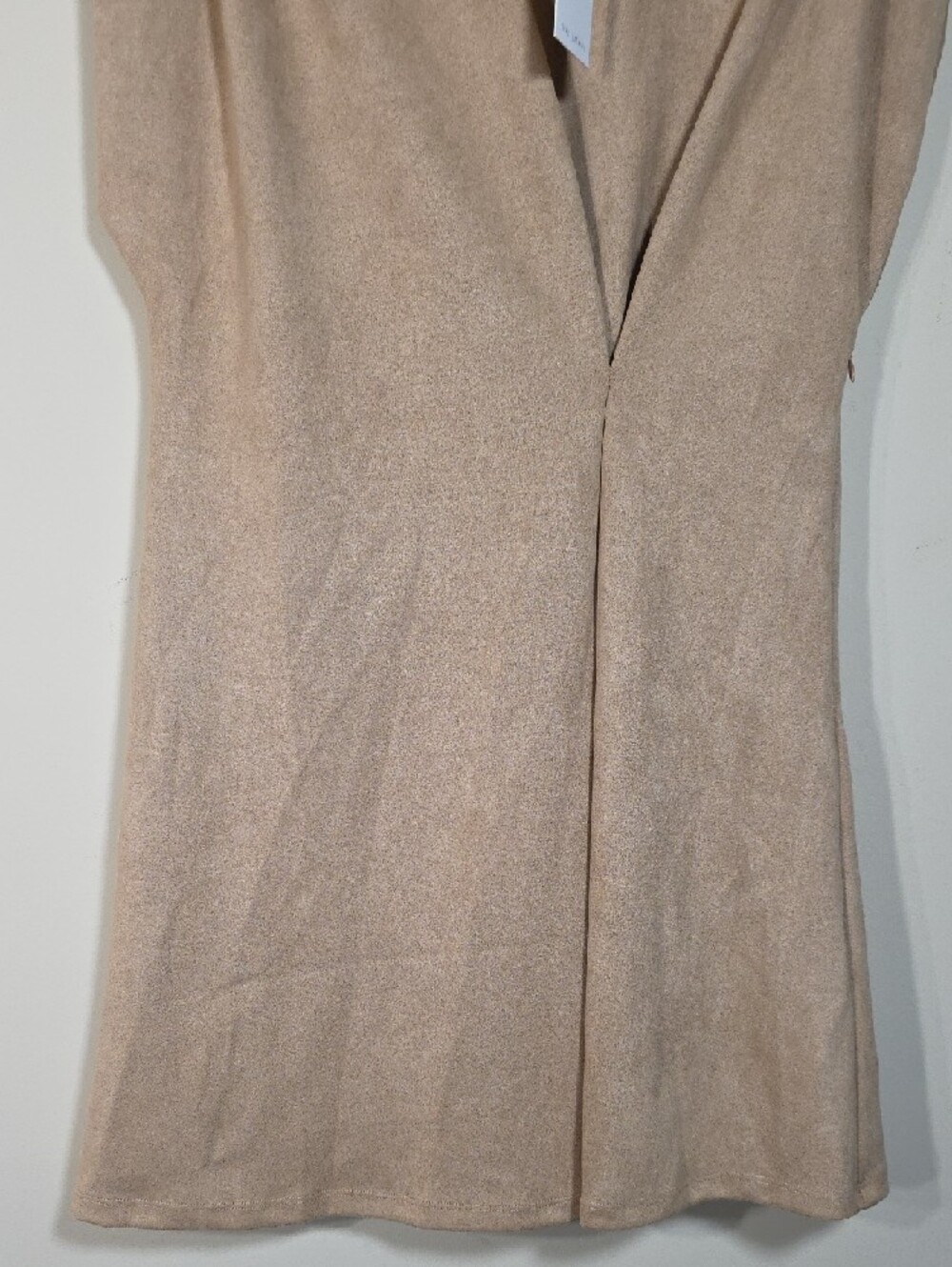 THML NWT Faux Suede Sleeveless Mini Dress in Beige | Cowl Neck - Picture 5 of 8
